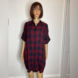 MADEWELL Courier Shirtdress in Burgundy Buffalo Check Women’s Size M EUC
